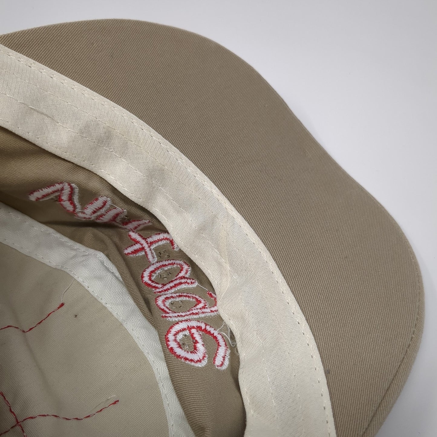 Vintage Cadet Army Cap Brown One Size Adjustable Embroidered Distressed Studded