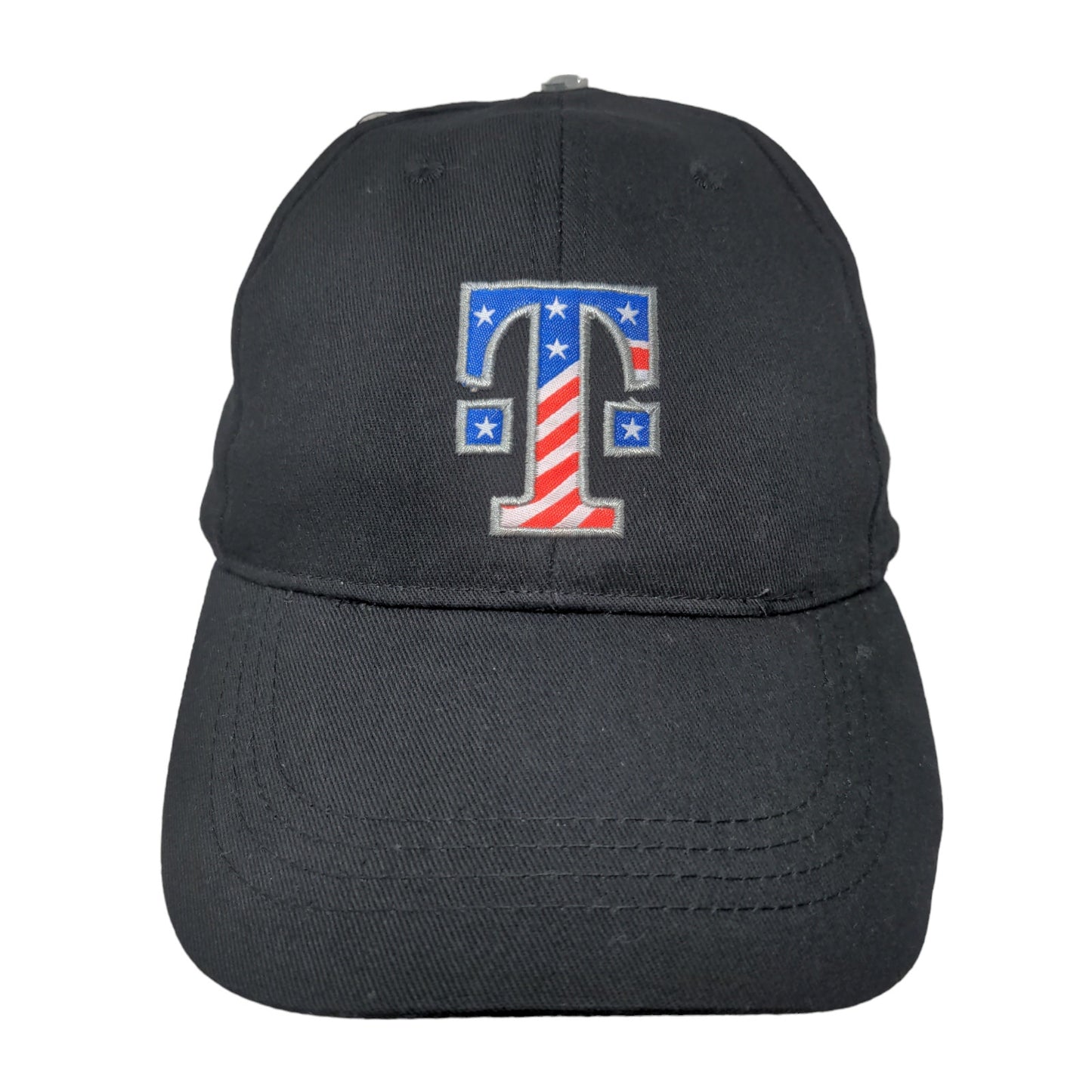 T Mobile Men's Strapback Hat Black Embroidered Patriotic Logo Adjustable