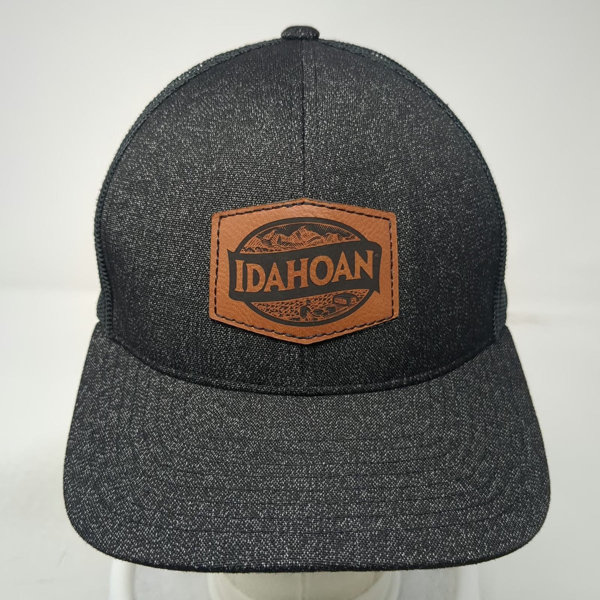 Pacific Headwear Black One Size Trucker Hat Snapback Idahoan Leather Patch
