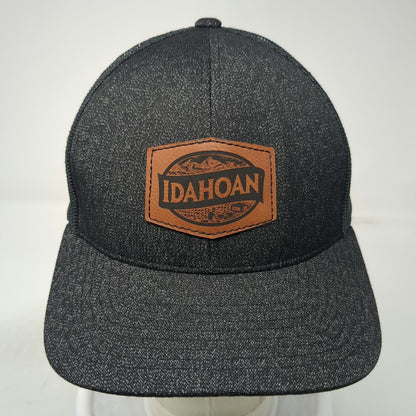 Pacific Headwear Black One Size Trucker Hat Snapback Idahoan Leather Patch