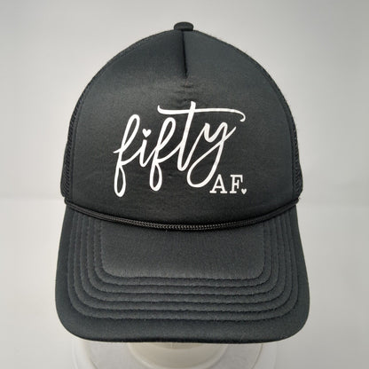 Fifty AF Snapback Trucker Hat Black One Size Adjustable Mesh Back Rope Polyester