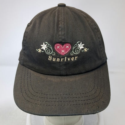 SDI Baseball Cap Black One Size Sunriver Heart Flowers Cotton Embroidered Hat