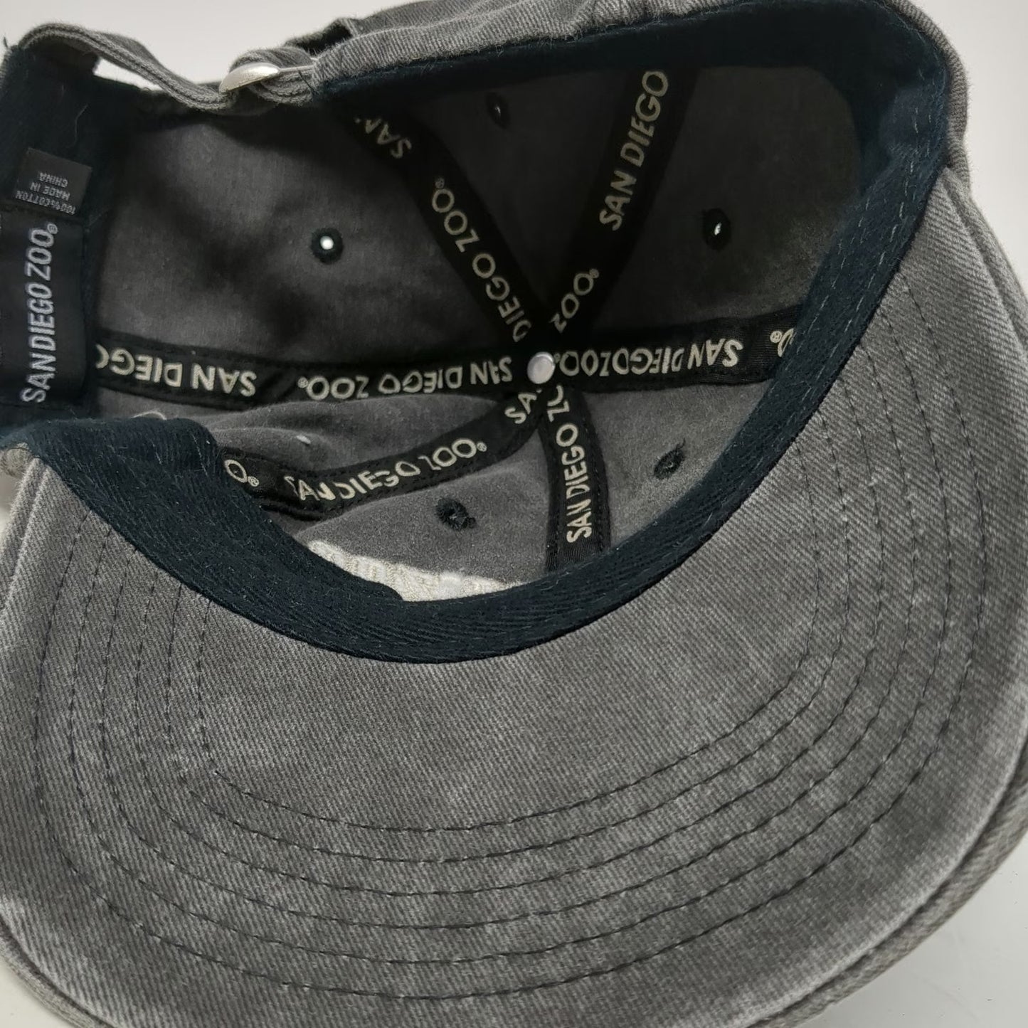 San Diego Zoo Baseball Cap Gray One Size Embroidered Washed Cotton Hat 1916