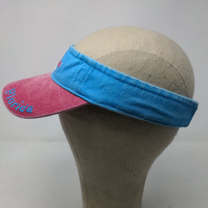 Lucky 7 Women's Strapback Hat Blue Pink Embroidered Cocoa Beach Florida Logo