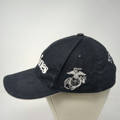US Marines Baseball Cap Black OS EGA Logo Recruitment USMC Cotton Strapback Hat