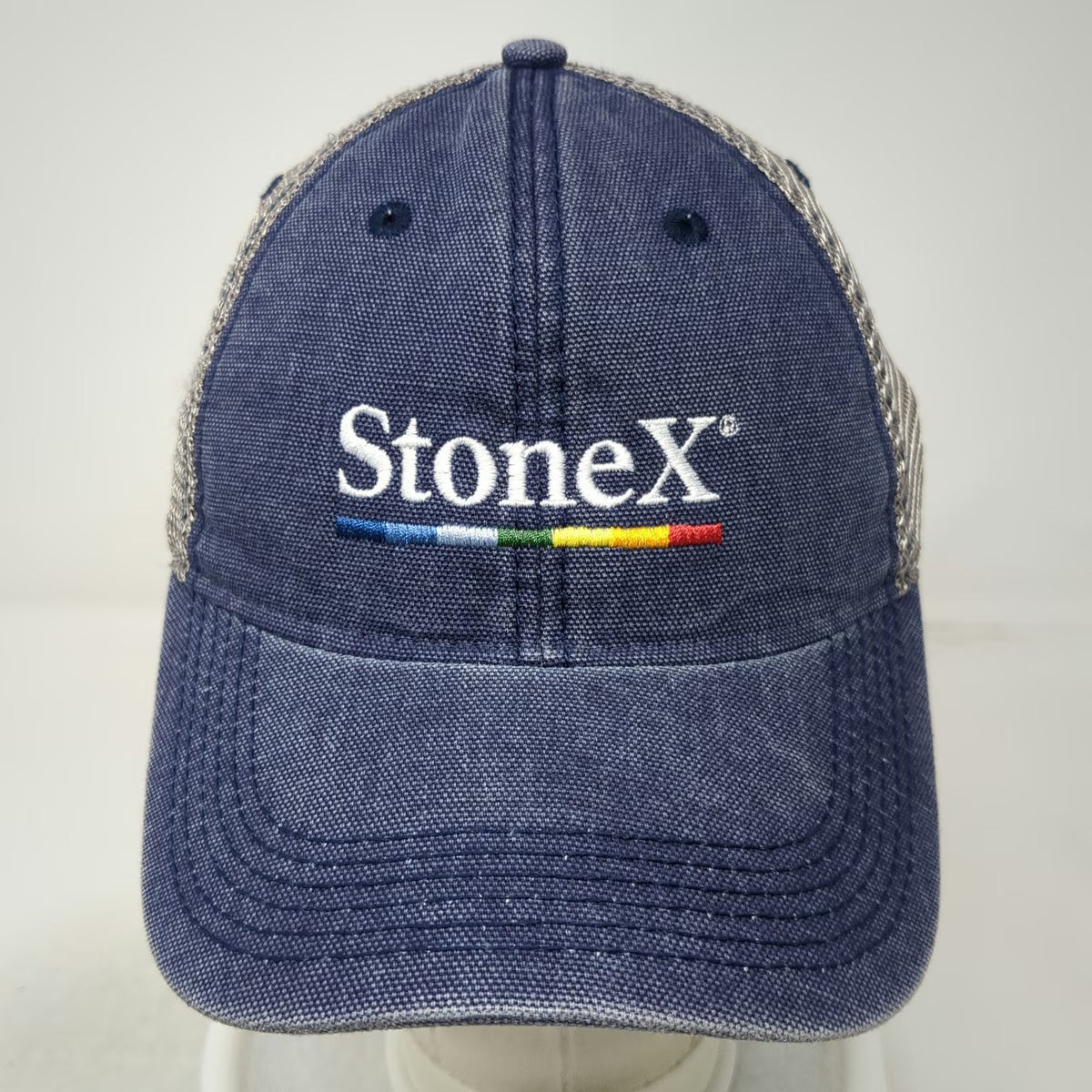 Legacy Trucker Hat Blue One Size StoneX Group Logo Mesh Back Snapback Athletic