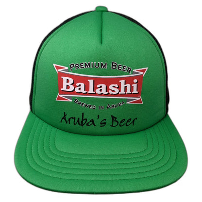 Balashi Beer Trucker Hat Green One Size Aruba Mesh Snapback Polyester Foam Hat