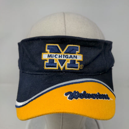 Michigan University Wolverines Strapback Sun Visor Hat Blue Gold NCAA Colosseum