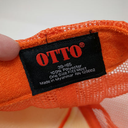 Otto Trucker Hat Orange One Size Foam Front Snapback Mesh White Lightning Bolt
