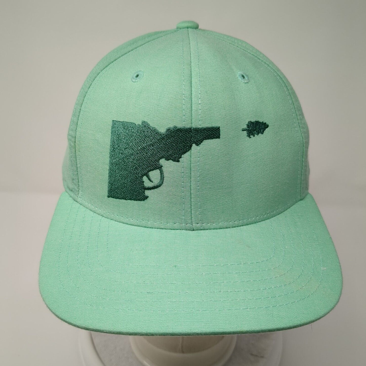Idaho Gun Snapback Hat Green OSFA Adjustable Embroidered 6 Panel