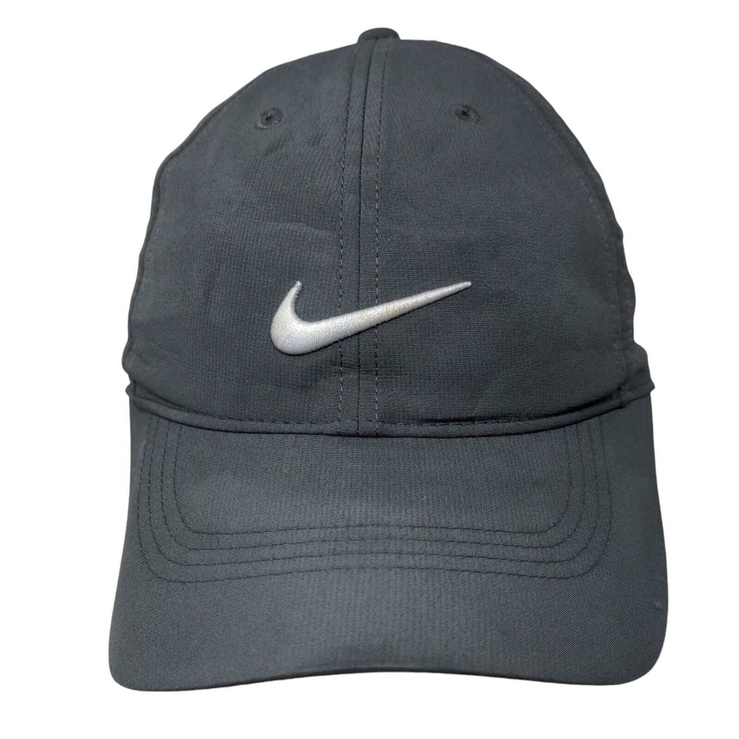 Nike Golf Strapback Hat Gray OSFM Adjustable Embroidered Swoosh 6 Panel