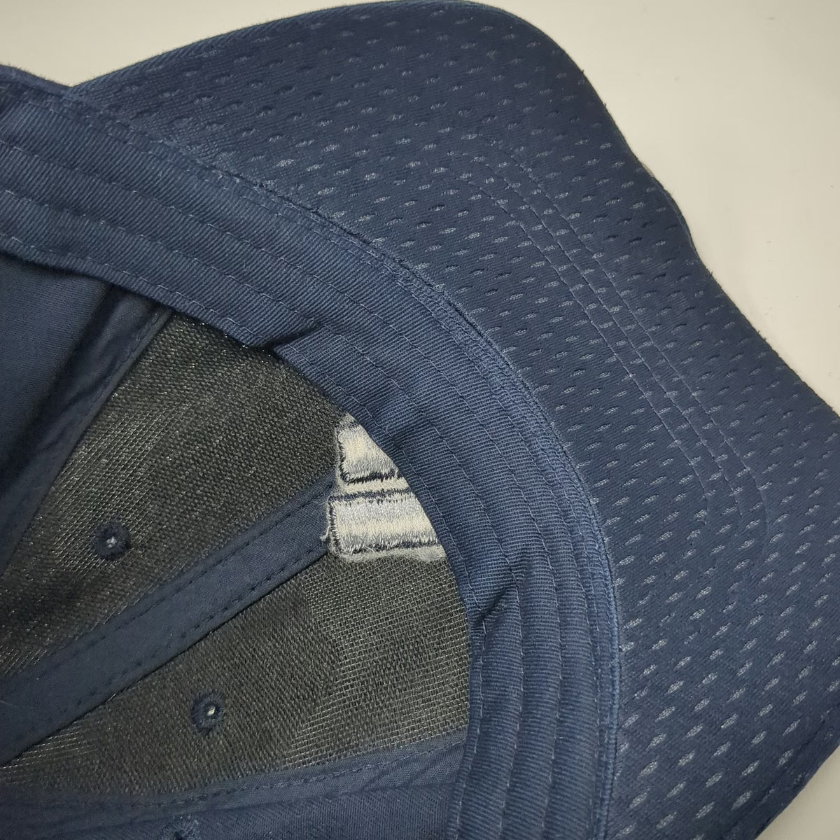 Adidas Baseball Cap Blue White 7 1/4 Fitted Hat Mesh Logo Curved Brim Piping
