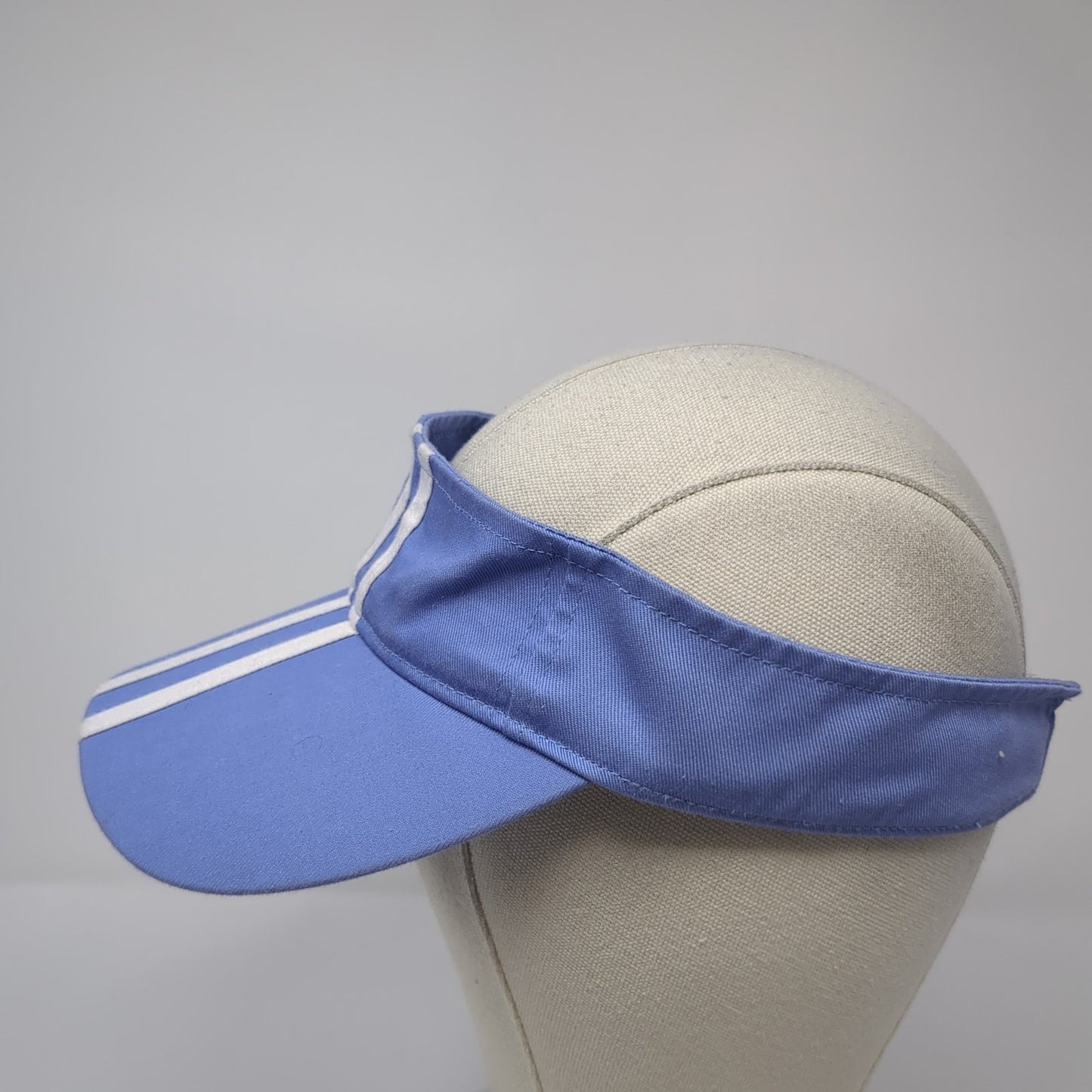 Unbranded Strapback Visor Hat Blue One Size Adjustable Striped Outdoor