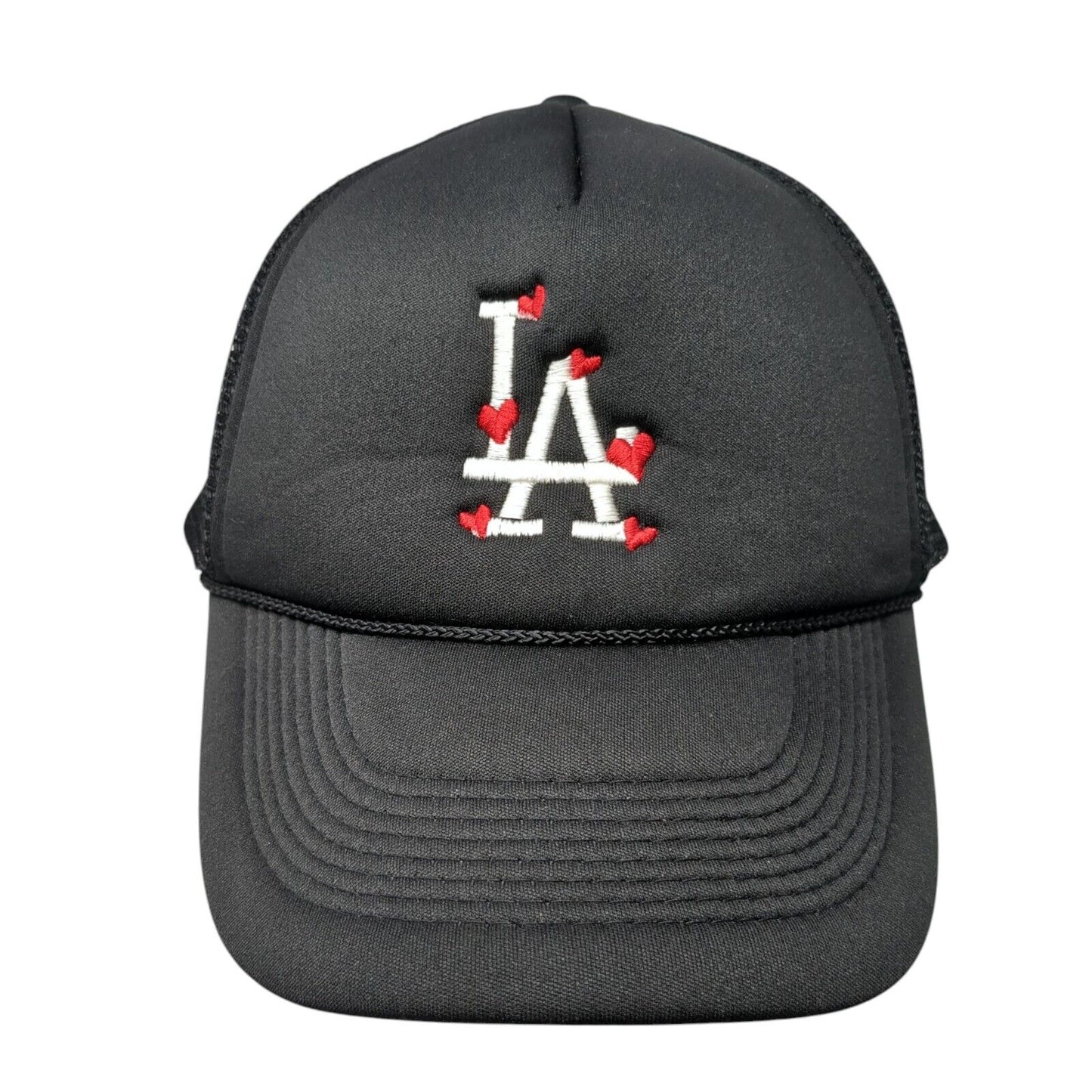 LA Los Angeles Snapback Trucker Hat Black OS Adjustable Mesh Back Rope Nissun
