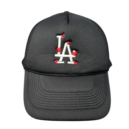 LA Los Angeles Snapback Trucker Hat Black OS Adjustable Mesh Back Rope Nissun