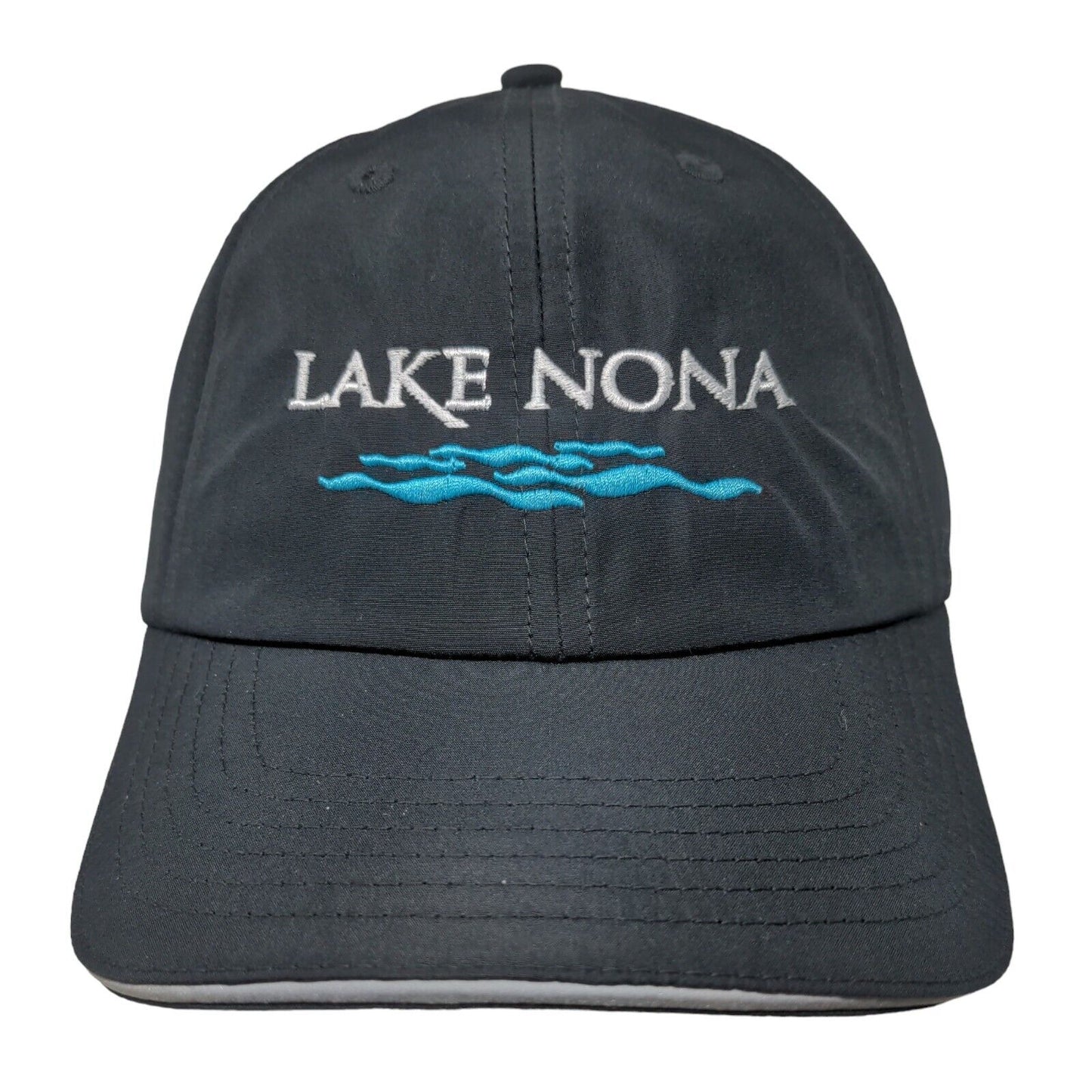 Lake Nona Strapback Hat Black One Size Adjustable Embroidered CORE365