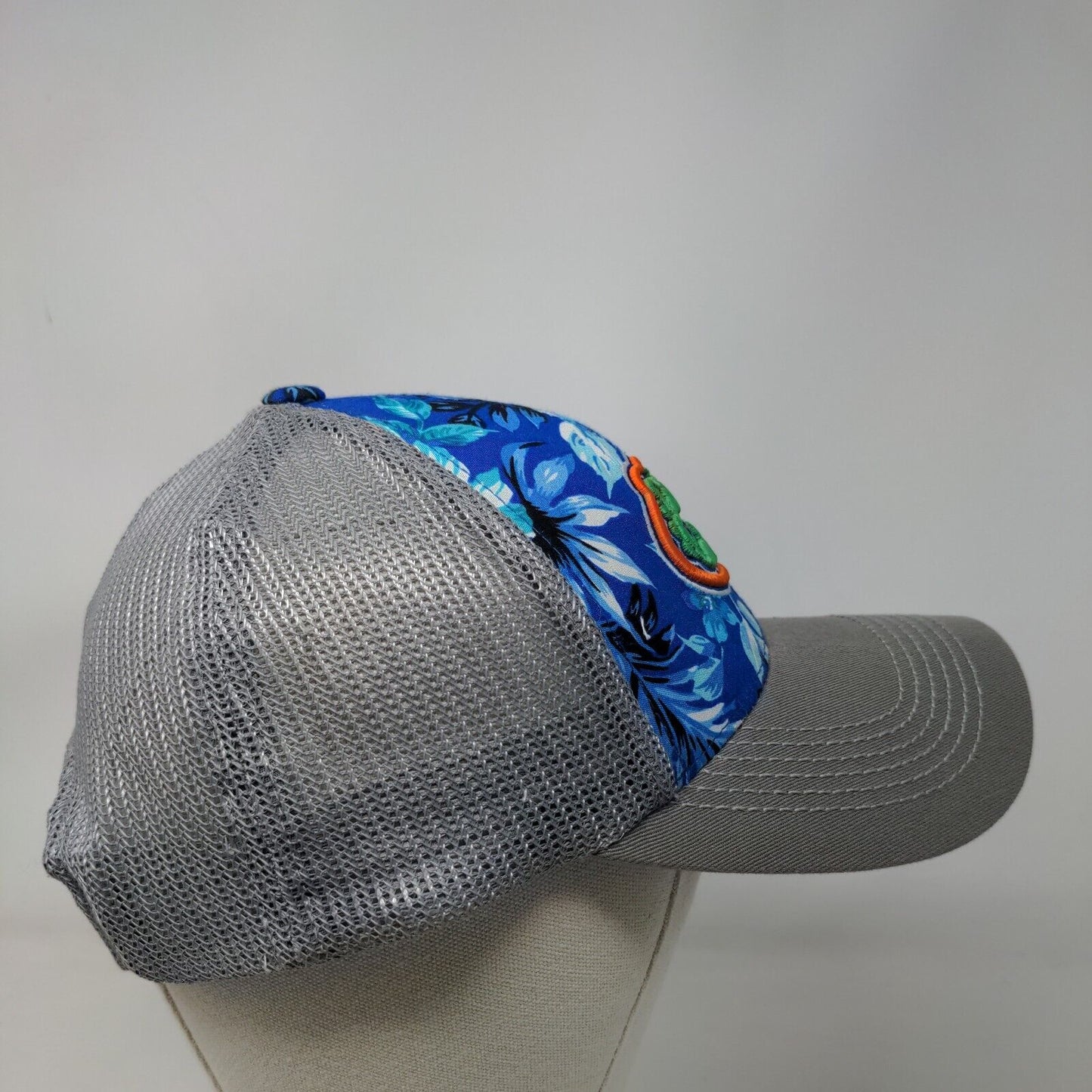 Florida Gators Floral Pattern Snapback Mesh Back Trucker Hat Gray Blue Logo NCAA