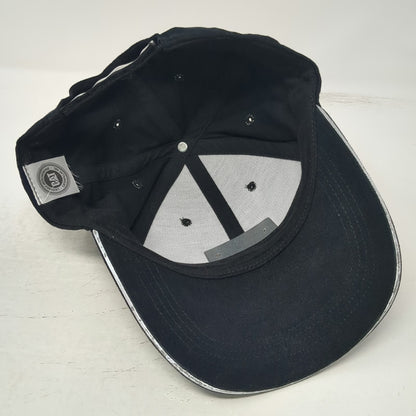Caterpillar Baseball Cap Black OSFM Metal Logo Plate Reflective Strapback Hat