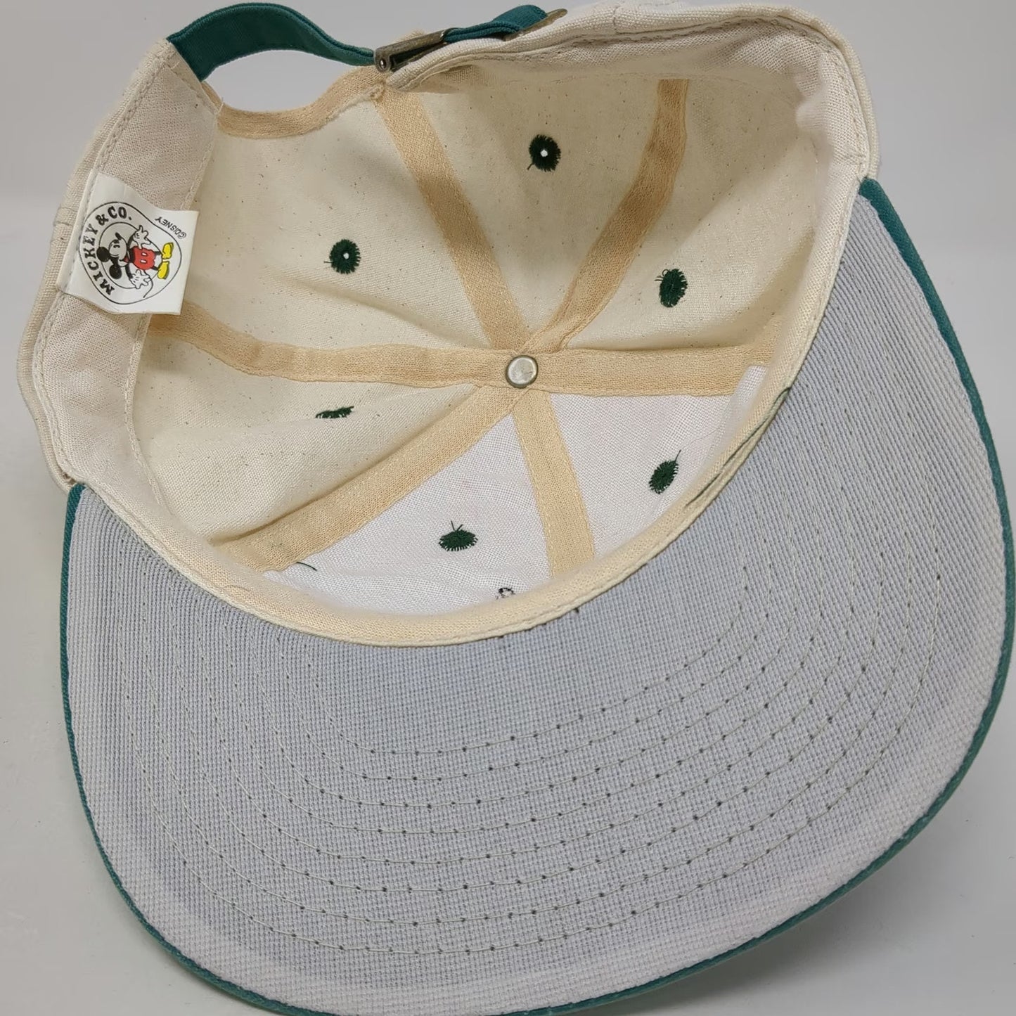 Mickey & Co. Baseball Cap White Green One Size Golfing Mickey Mouse Hat Vintage