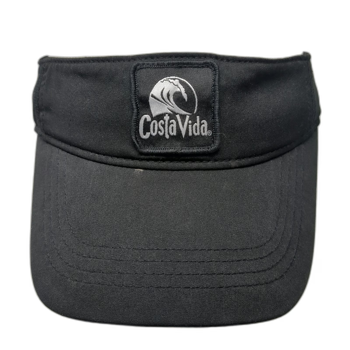 Costa Vida Visor Black One Size Snapback Wave Logo Patch Polyester Beach Hat