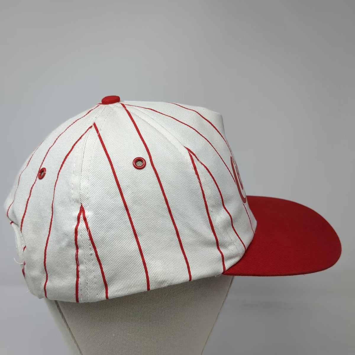KC 5 Panel White Red One Size Coca-Cola Enjoy Script Pinstripe Snapback Hat