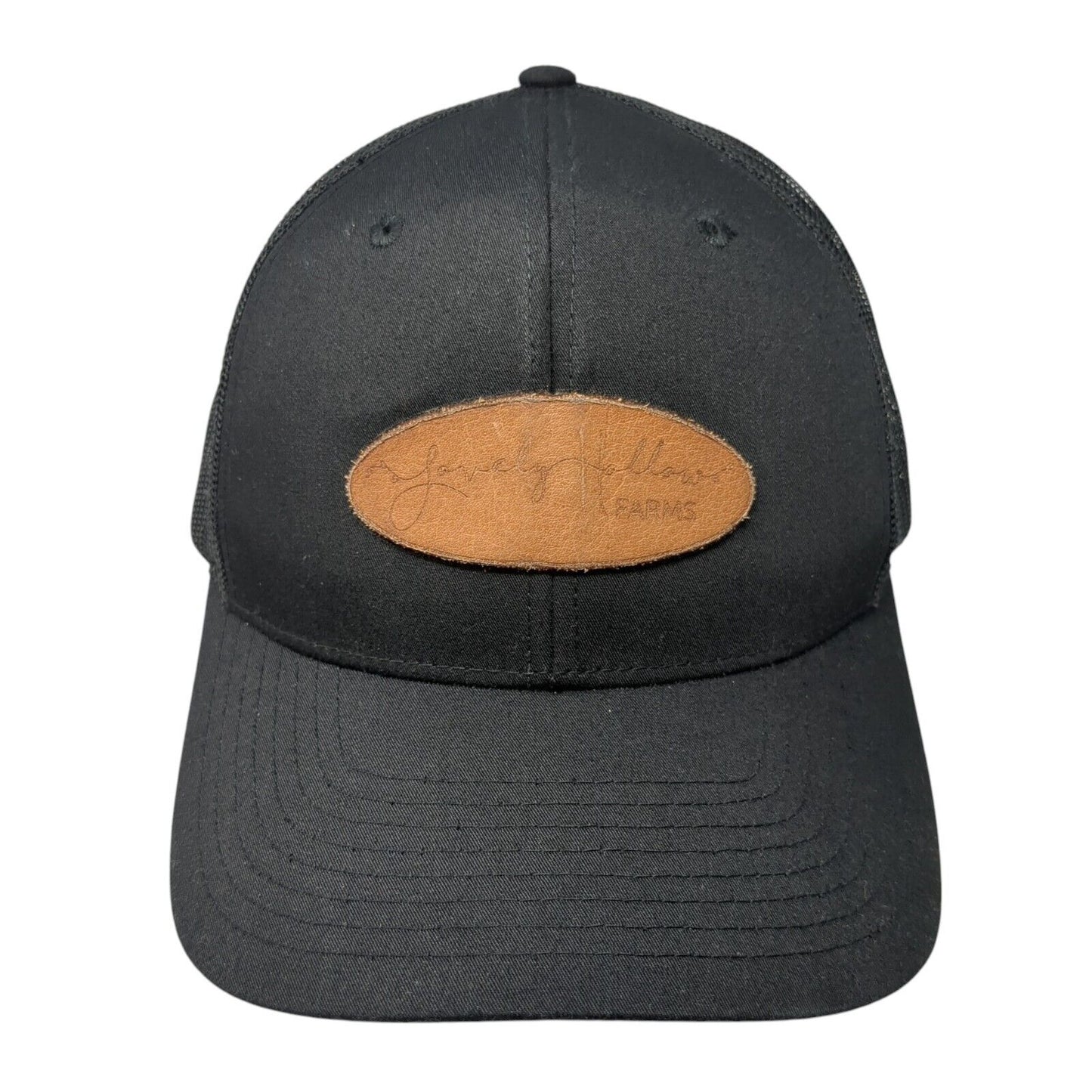 Lovely Hollow Farms Snapback Mesh Back Trucker Hat Black One Size Patch