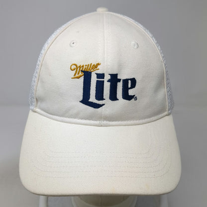 Cap America Baseball Cap White One Size Miller Lite Mesh Slideback Golf Hat