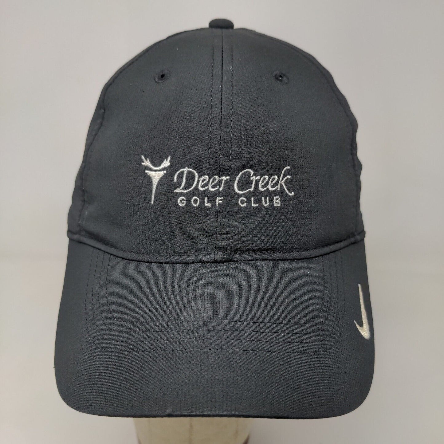 Nike Golf Men's Strapback Hat Black OSFM Embroidered Deer Creek Golf Club Logo