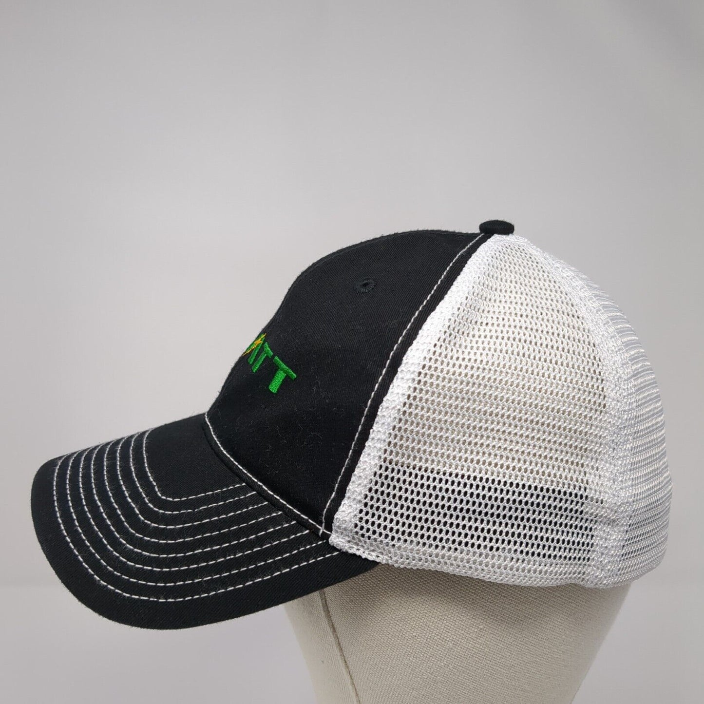 Platt Fitted Mesh Back Trucker Hat Black One Size Embroidered Colorblock