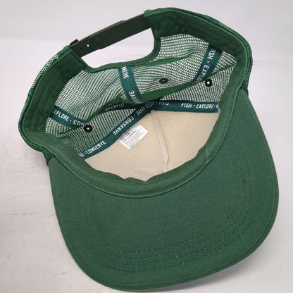 RepYourWater Trucker Hat Green One Size Bear Fish Graphic Mesh Rope Snapback