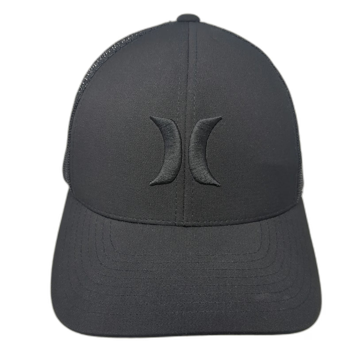 Hurley Trucker Hat Black One Size Mesh Back Snapback Tonal Logo Structured