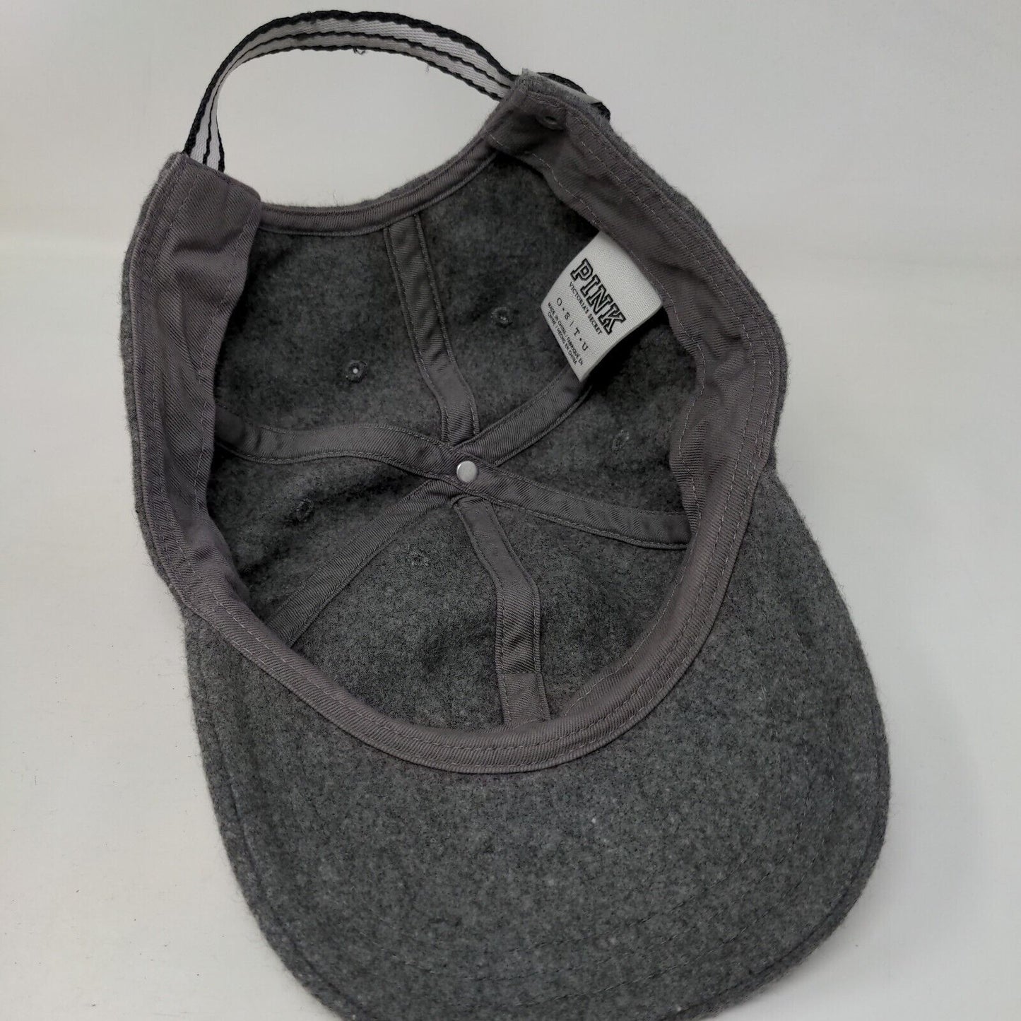 PINK Slideback Hat Gray One Size Adjustable Fleece 6 Panel Victoria's Secret