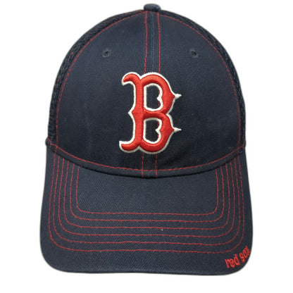 New Era Boston Red Sox MLB Blue M Baseball Cap Mesh Back Stretch Fit Red Stitch