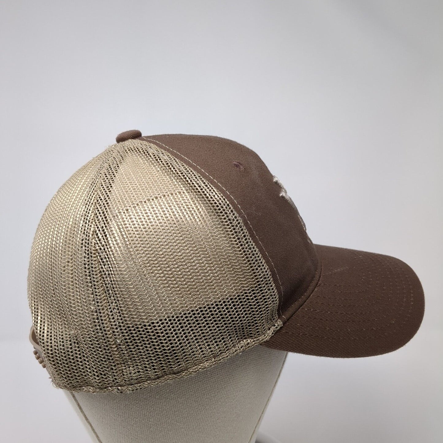 Vortex Snapback Mesh Back Trucker Hat Brown One Size Embroidered Logo