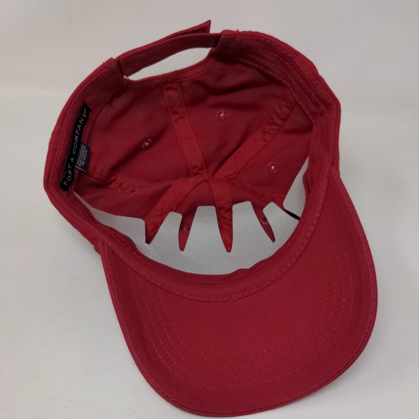 Port & Company Strapback Hat Red One Size Adjustable Vented Holes 6 Panel Blank