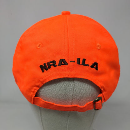 NRA Slideback Hat Orange One Size Adjustable Embroidered Vented Holes 6 Panel