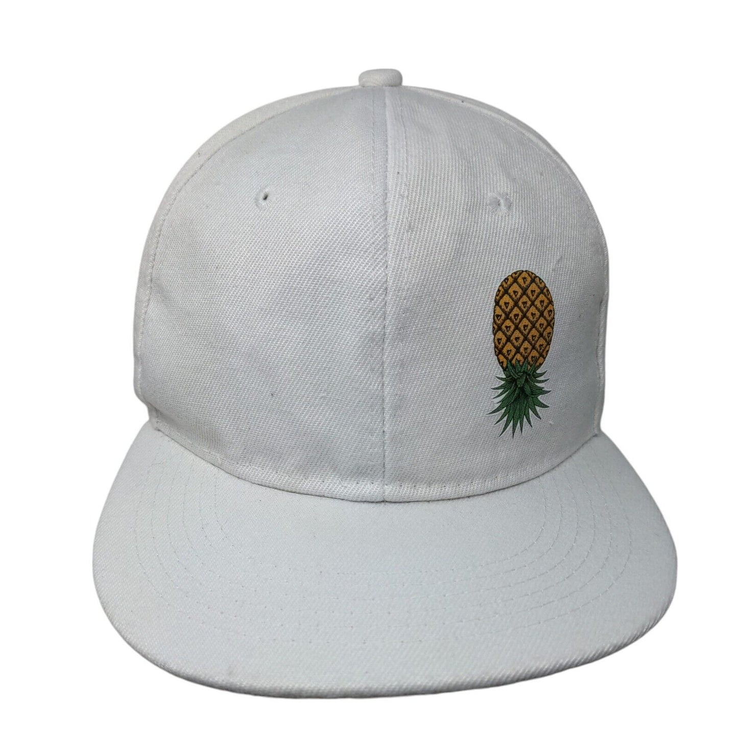 Pineapple Snapback Hat White OSFA Adjustable Vented Holes 6 Panel Acrylic
