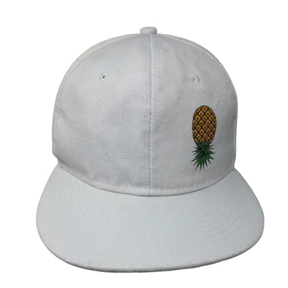 Pineapple Snapback Hat White OSFA Adjustable Vented Holes 6 Panel Acrylic