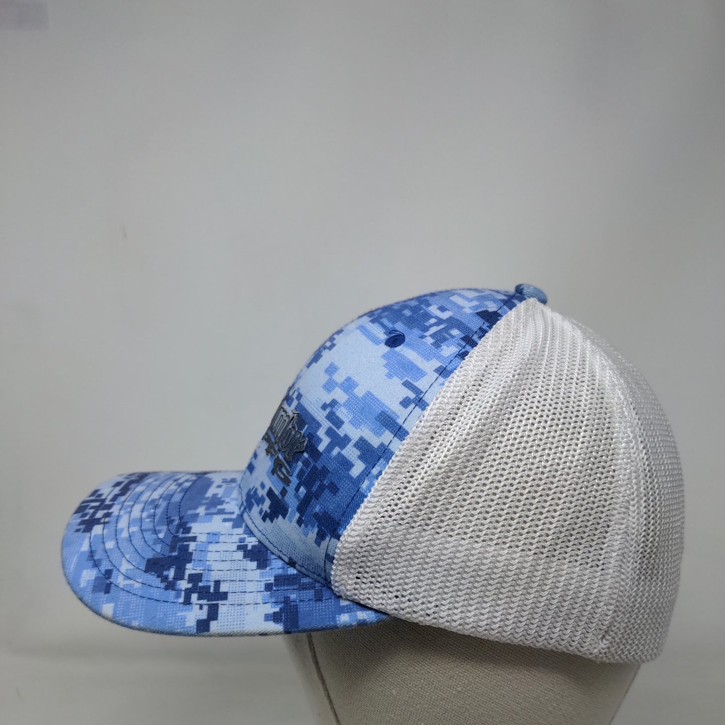 Columbia PFG Digital Camo Fitted Mesh Back Hat Blue Size S/M Distressed
