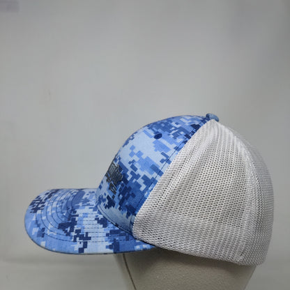 Columbia PFG Digital Camo Fitted Mesh Back Hat Blue Size S/M Distressed
