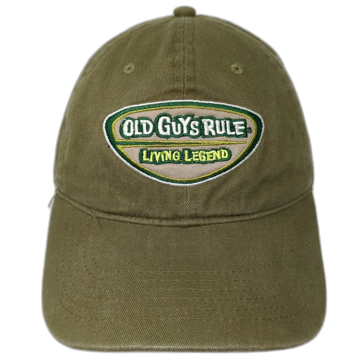 Old Guys Rule Baseball Cap Green One Size Living Legend Slogan Strapback Hat