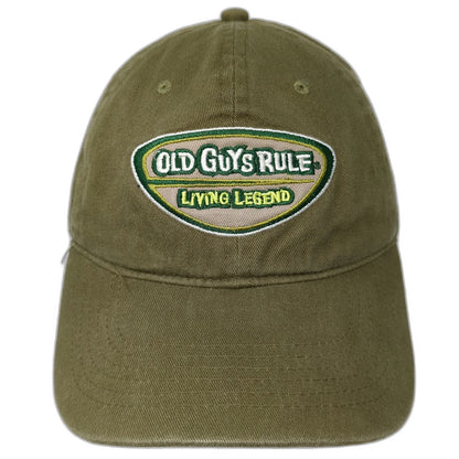 Old Guys Rule Baseball Cap Green One Size Living Legend Slogan Strapback Hat