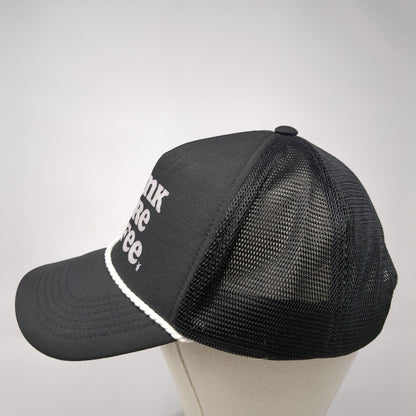 Drink More Coffee Snapack Rope Trucker Hat Black One Size Mesh Back