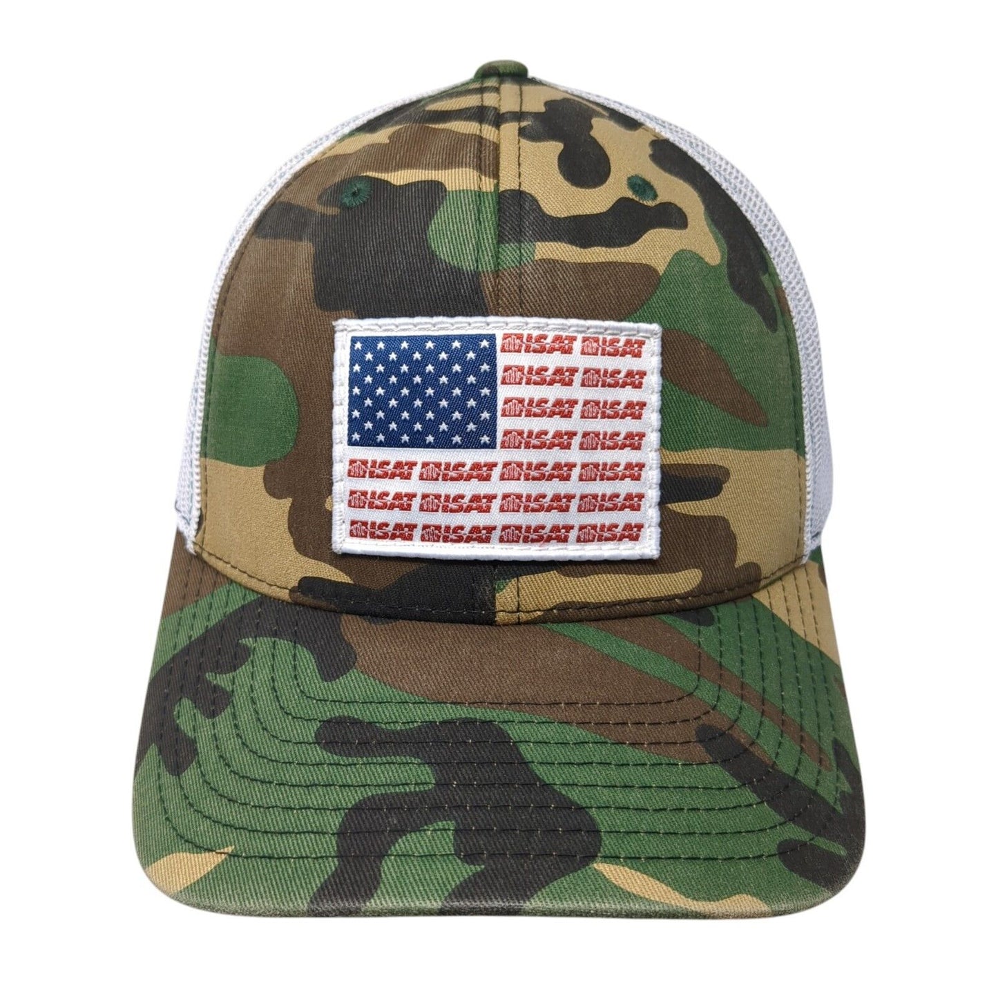 ISAT USA Flag Snapback Trucker Hat Multicolor OS Mesh Back Patriotic Richardson