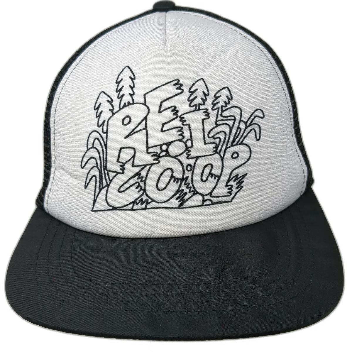REI Trucker Hat Black One Size Mesh Back Snapback CO-OP Doodle Graphic Trees