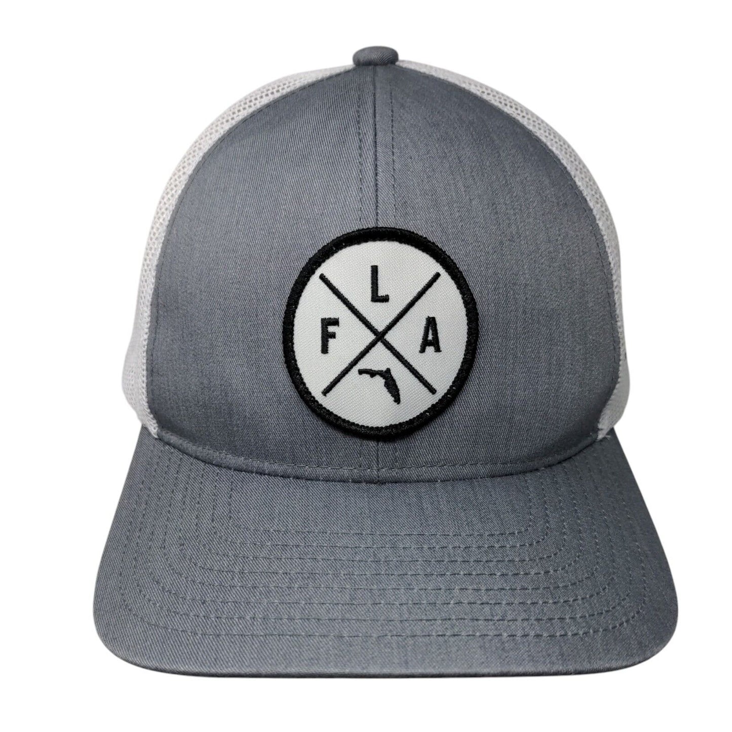 Florida Snapback Mesh Back Trucker Hat Gray One Size Colorblock Haka