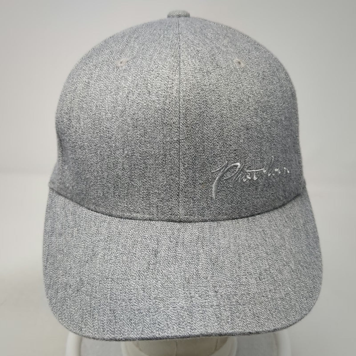 Phat Farm Baseball Cap Gray M Fitted Heather Script Logo Back Patch 6-Panel Hat