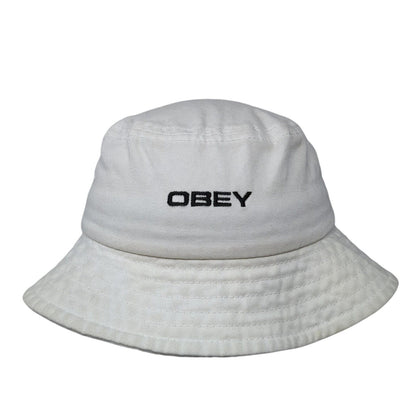 OBEY Bucket Hat White One Size Lightweight Embroidered Camp Fishing Outdoor