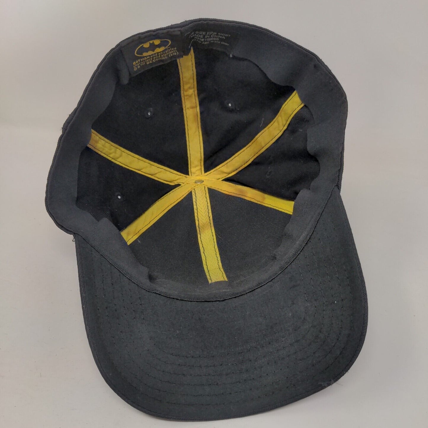 Batman Fitted Hat Black OSFM Embroidered Vented Holes 6 Panel DC Comics