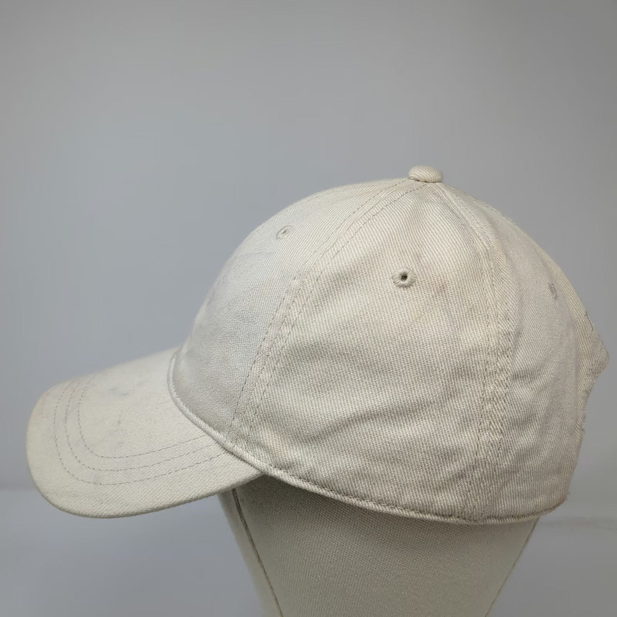 J. Crew Baseball Cap Beige One Size Leather Strapback Brass Buckle Cotton Hat